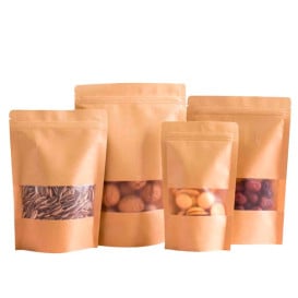 Sacchetto DoyPack di Carta con chiusura e finestra 25+12x35cm (50 Pezzi)