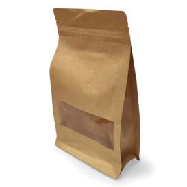 Sacchetto StandUp di Carta con chiusura e finestra 16+8x26cm (50 Pezzi)