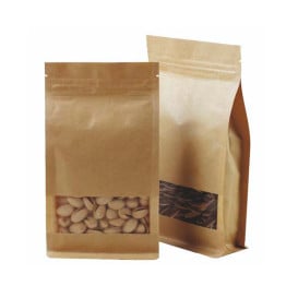Sacchetto StandUp di Carta con chiusura e finestra 25+10x35cm (250 Pezzi)