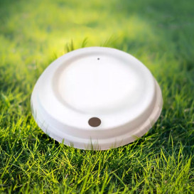 Coperchio con foro in Fibra di Cellulosa Modellata Bianco Ø8,0cm (1800 Pezzi)
