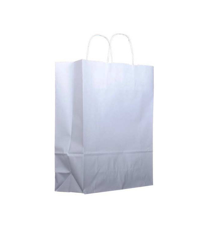 Buste Shopper in Carta Bianca 100g 25+11x31cm (25 Pezzi) Buste Shopper in Carta Bianca 100g 25+11x31cm (25 Pezzi)