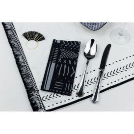 Tovagliolo di Carta 1/8 40x40cm "Bianco Tribale" Punta-Punta (1200 Pezzi)