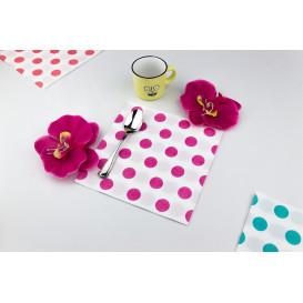 Tovagliolo di Carta "Pois Fucsia" Punta- Punta 40x40cm (50 Pezzi)
