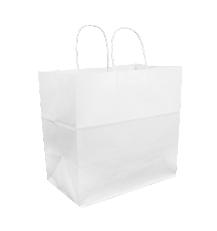 Buste Shopper in Carta Bianca 100g 30+18x29cm (25 Pezzi) Buste Shopper in Carta Bianca 100g 30+18x29cm (25 Pezzi)