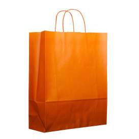 Buste Shopper in Carta Arancione 100g 25+11x31cm (200 Pezzi)