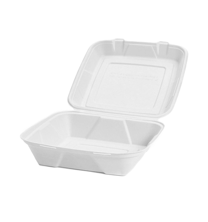 Contenitori Canna da Zucchero Bianco 24x23x7,7cm (50 Pezzi) Contenitori Canna da Zucchero Bianco 24x23x7,7cm (50 Pezzi)