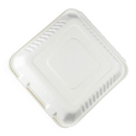 Contenitori Canna da Zucchero + PLA Bianco 23x23x7,5cm (50 Pezzi)