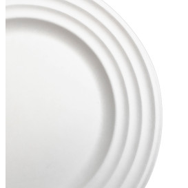 Piatto Canna da Zucchero Premium Wave Bianco Ø23cm (50 Pezzi)