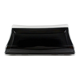 Vassoio Rettang. Nero e Coperchio PET 12x22cm (120 Pezzi)