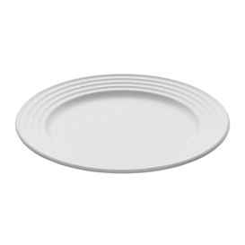 Piatto Canna da Zucchero Premium Wave Bianco Ø23cm (50 Pezzi)