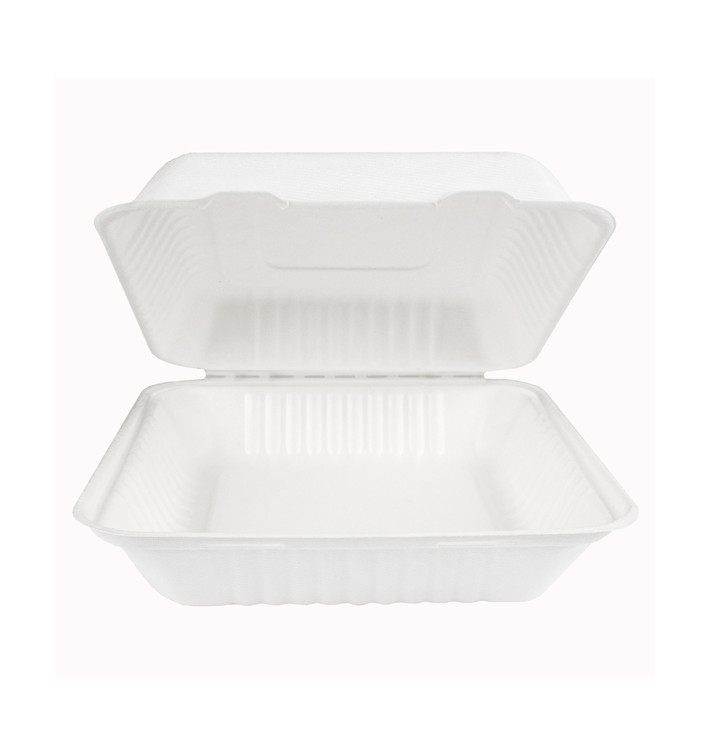 Contenitori Canna da Zucchero + PLA Bianco 23x23x7,5cm (200 Pezzi) Contenitori Canna da Zucchero + PLA Bianco 23x23x7,5cm (200 Pezzi)