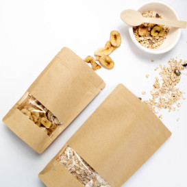 Sacchetto DoyPack di Carta con chiusura e finestra 16+8x26cm (1000 Pezzi)