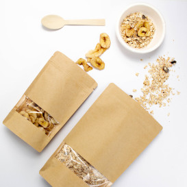 Sacchetto DoyPack di Carta con chiusura e finestra 20+10x30cm (50 Pezzi)