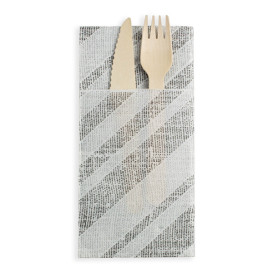 Tovagliolo Portaposate di Carta 40x40cm Barlovento Nero (960 Pezzi)