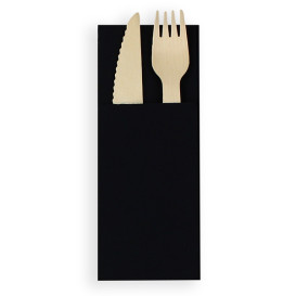 Tovagliolo Portaposate di Carta 30x40cm Nero (30 Pezzi)