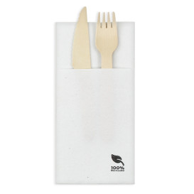 Tovagliolo Portaposate di Carta 40x40cm Bianco Eco (960 Pezzi)