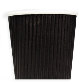 Bicchiere Carta 8 Oz/250ml "Parete Doppia" Nero Ø8cm (25 Pezzi)