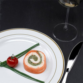 Piatto Plastica Rigida con Bordo Oro 19cm (20 Pezzi)