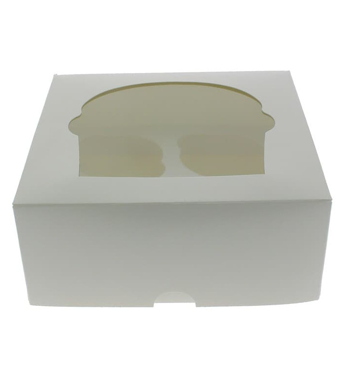 Scatola 4 Cupcakes con Inserto 17,3x16,5x7,5cm Bianco (20 Pezzi) Scatola 4 Cupcakes con Inserto 17,3x16,5x7,5cm Bianco (20 Pezzi)