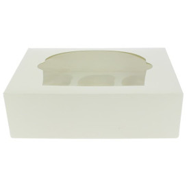Scatola 6 Cupcakes con Inserto 24,3x16,5x7,5cm Bianco (100 Pezzi)