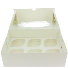 Scatola 6 Cupcakes con Inserto 24,3x16,5x7,5cm Bianco (100 Pezzi)
