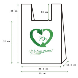 Sacchetto di Plastica Canottiera 70% Riciclato 35x50cm 50µm (100 Pezzi)