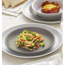 Piatto Riutilizzabile Premium PP Minerale Bianco Ø18cm (54 Pezzi)