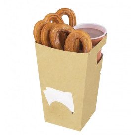 Scatola in Carta Churros al Cioccalato Kraft 78x78x179mm (25 Pezzi)