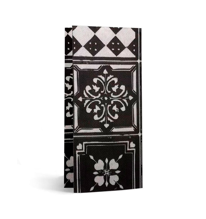 Tovagliolo di Carta 1/8 33x40cm "Alhambra" Nero Punta-Punta (2000 Pezzi) Tovagliolo di Carta 1/8 33x40cm "Alhambra" Nero Punta-Punta (2000 Pezzi)