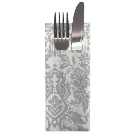 Tovagliolo Portaposate di Airlaid  "Versalles" Grigio 33x40cm 55g/m² (800 Pezzi)