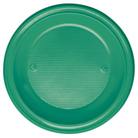 Piatto di Plastica PS Fondo Verde Ø220mm (30 Pezzi)