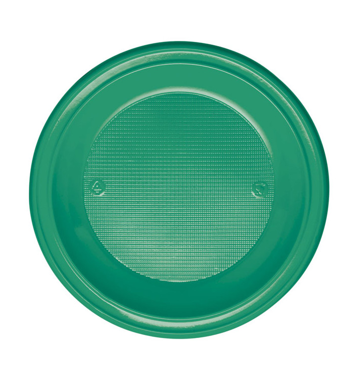 Piatto di Plastica PS Fondo Verde Ø220mm (30 Pezzi) Piatto di Plastica PS Fondo Verde Ø220mm (30 Pezzi)