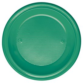 Piatto di Plastica PS Fondo Verde Ø220mm (600 Pezzi)