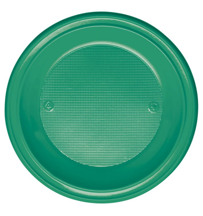 Piatto di Plastica PS Fondo Verde Ø220mm (600 Pezzi)