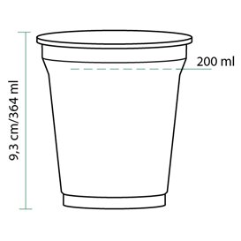 Bicchiere di Plastica Rigida in PET 364 ml Ø9,5cm (75 Pezzi)