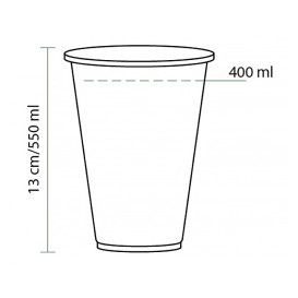 Bicchiere PLA Bio Trasparente 550ml Ø9,5cm (70 Pezzi) 