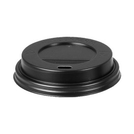 Coperchio con Foro per Bicchiere 7Oz Nero Ø7,2cm (100 Pezzi)