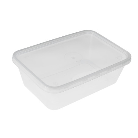 Contenitori di Plastico con Coperchio Rettangolare PP 500ml (50 Pezzi)