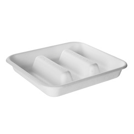 Contenitore per Tacos di canna da zucchero bianco 18,5x18,5cm (50 Pezzi)