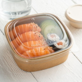 Contenitori Quadrato di Cartone Kraft 350ml 13x13x4,3cm (50 Pezzi)