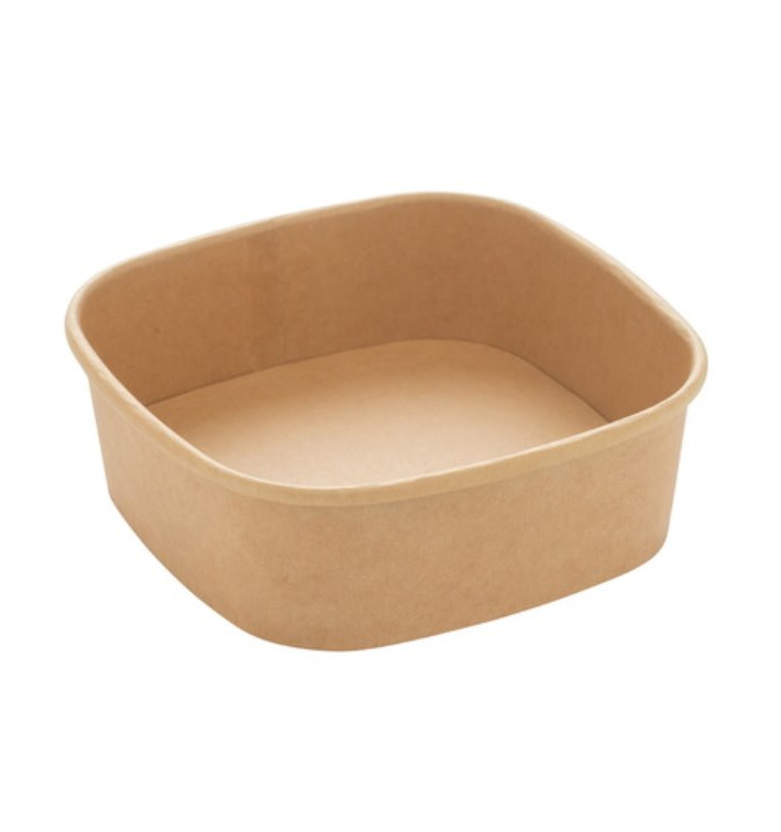 Contenitori Quadrato di Cartone Kraft 350ml 13x13x4,3cm (50 Pezzi) Contenitori Quadrato di Cartone Kraft 350ml 13x13x4,3cm (50 Pezzi)