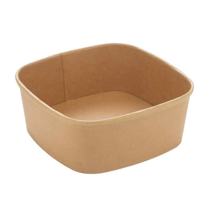 Contenitori Quadrato di Cartone Kraft 1000ml 17x17x6,5cm (300 Pezzi) Contenitori Quadrato di Cartone Kraft 1000ml 17x17x6,5cm (300 Pezzi)