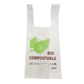 Sacchetto di Plastica Canottiera 100% Biodegradabile 35x45 cm (100 Pezzi)