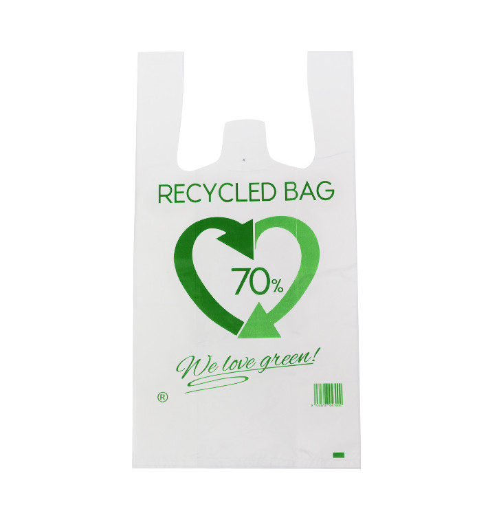 Sacchetto di Plastica Canottiera 70% Riciclato 30x40cm 50µm (1500 Pezzi) Sacchetto di Plastica Canottiera 70% Riciclato 30x40cm 50µm (1500 Pezzi)