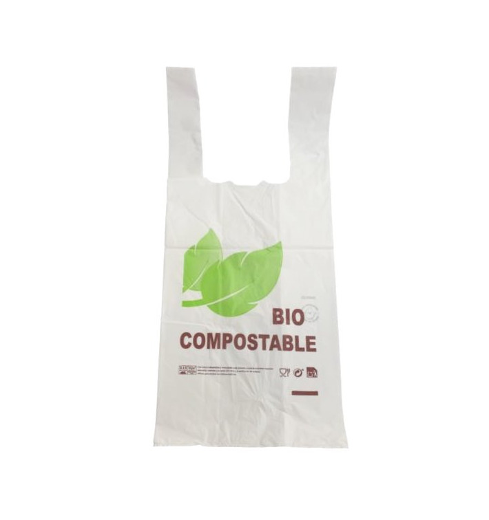 Sacchetto di Plastica Canottiera 100% Biodegradabile 35x50cm (2000 Pezzi) Sacchetto di Plastica Canottiera 100% Biodegradabile 35x50cm (2000 Pezzi)