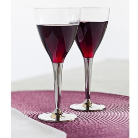 Calice di Plastica Vino Gambo Argento 130ml (100 Pezzi)