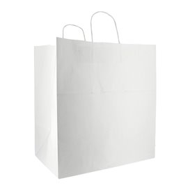 Buste Shopper in Carta Bianca 100g/m² 36+24x39cm (50 Pezzi)
