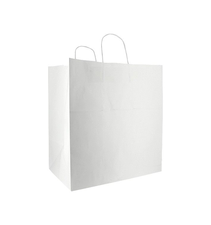 Buste Shopper in Carta Bianca 100g/m² 36+24x39cm (50 Pezzi) Buste Shopper in Carta Bianca 100g/m² 36+24x39cm (50 Pezzi)
