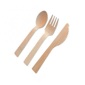 Set di Posate Bambù con Tovagliolo 3Pcs (50 Sets)