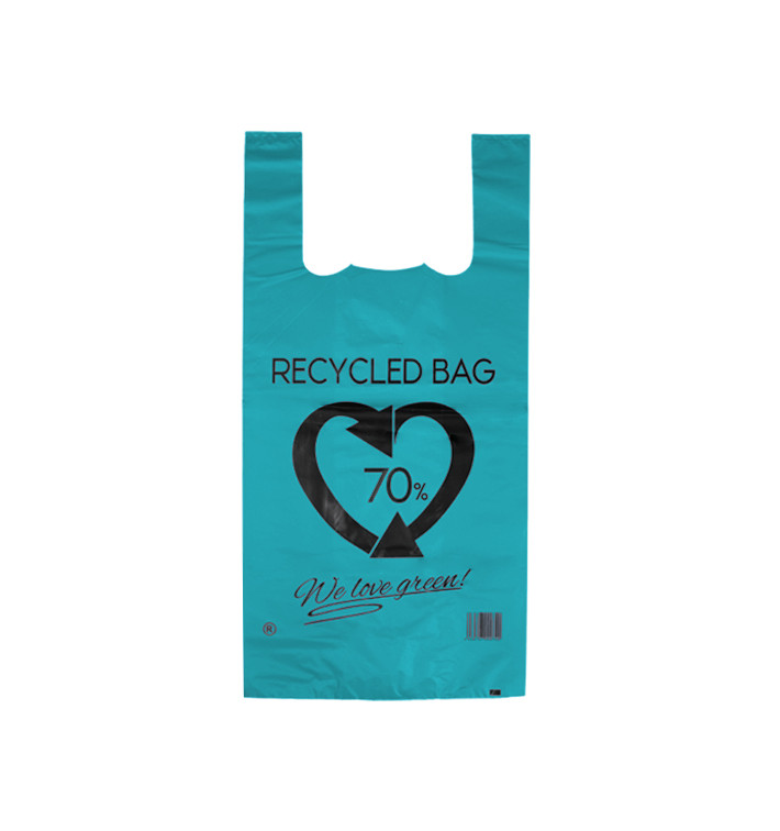 Sacchetto di Plastica Canottiera 70% Riciclato Blu 42x53cm 50µm (1.000 Pezzi) Sacchetto di Plastica Canottiera 70% Riciclato Blu 42x53cm 50µm (1.000 Pezzi)